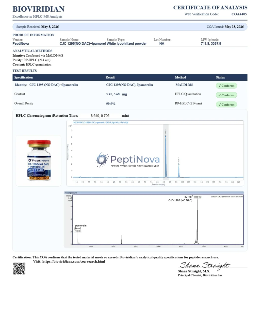 CJC-1295(no DAC) 5mg + Ipamorelin 5mg